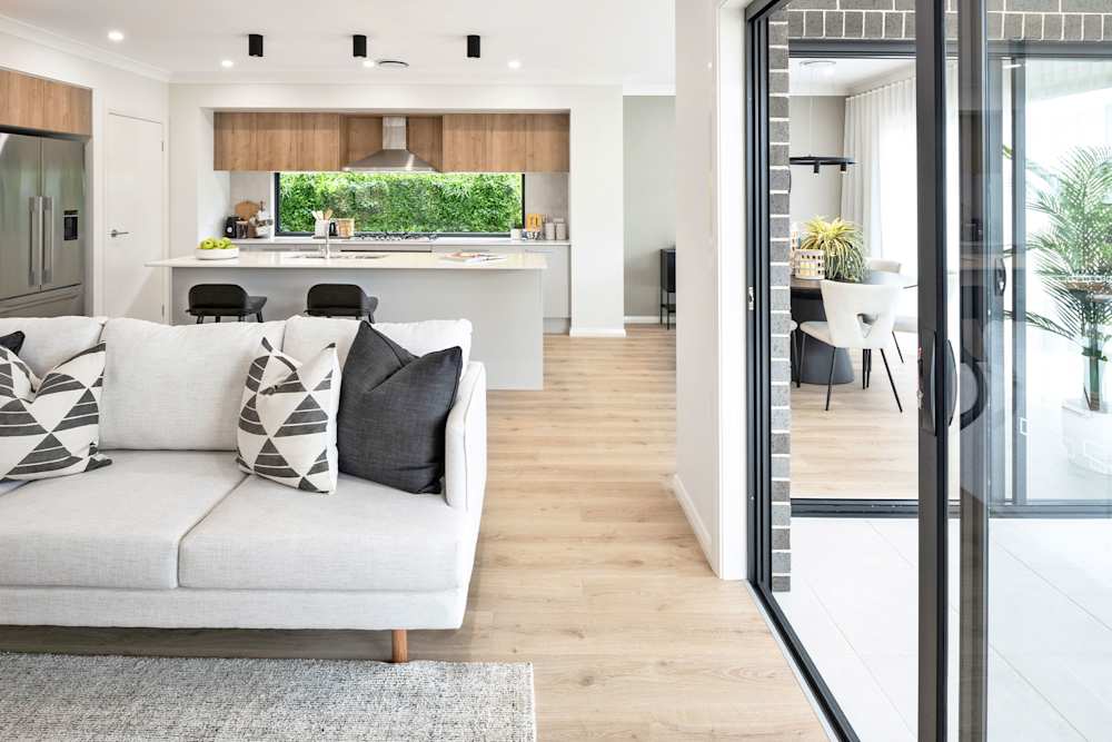 Belmont One house design living kitchen