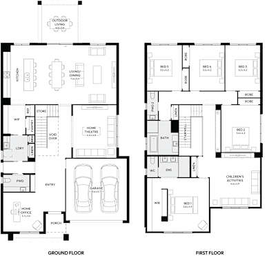 Enigma 41 by mojohomes.com.au, 5 bedroom 2 bathroom 2 car 2 storey passive solar house plan, 11.8m x 21.3m, NSW - Plan