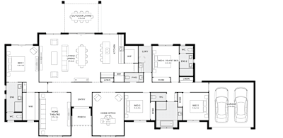 Barrington 35 Home Design by mojohomes.com.au, 4 bedroom 3 bathroom 2 car single storey passive solar house plan, 31.2m x 17.1m, NSW - Plan
