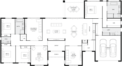 Locksley by mojohomes.com.au, 4 bedroom 2 bathroom 2 car single storey passive solar house plan, 29.6m x 15.9m, NSW - Plan