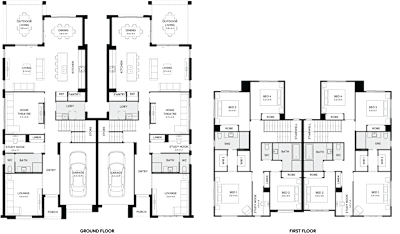 Macquarie One Home Design by mojohomes.com.au, 8 bedroom 6 bathroom 2 car 2 storey passive solar duplex plan, 18.2m x 20.8m, NSW - Plan