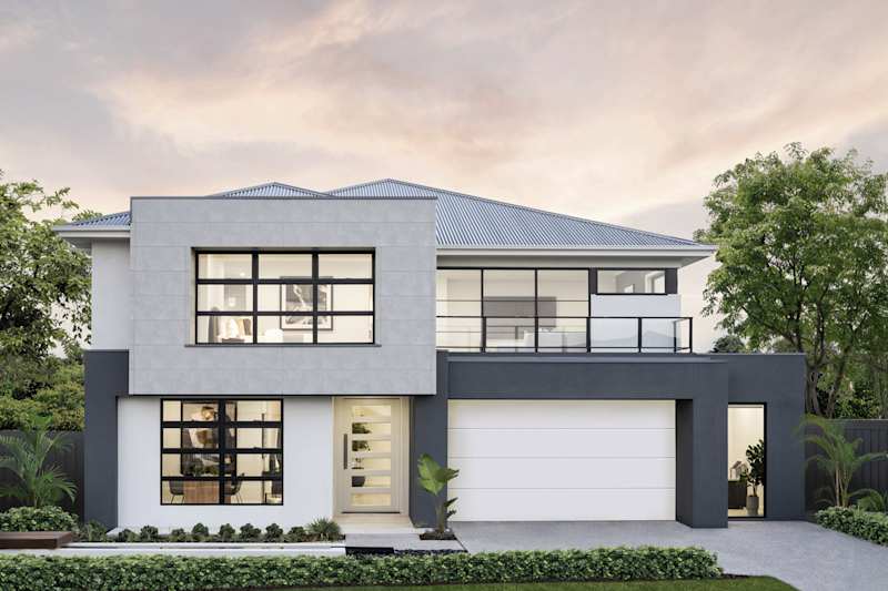 Enigma 46 house design with sheike pitched roof facade