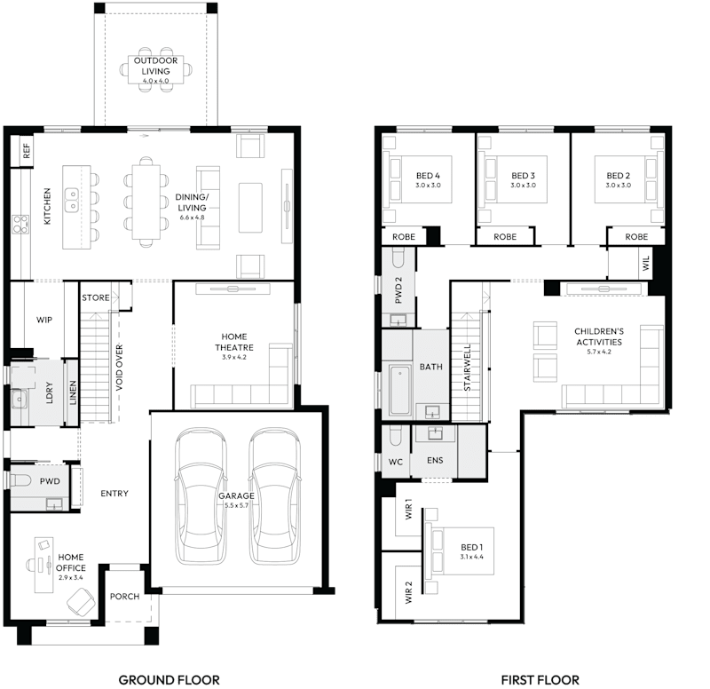 Enigma 32 Double Storey House Floor Plan with 4 Bedrooms