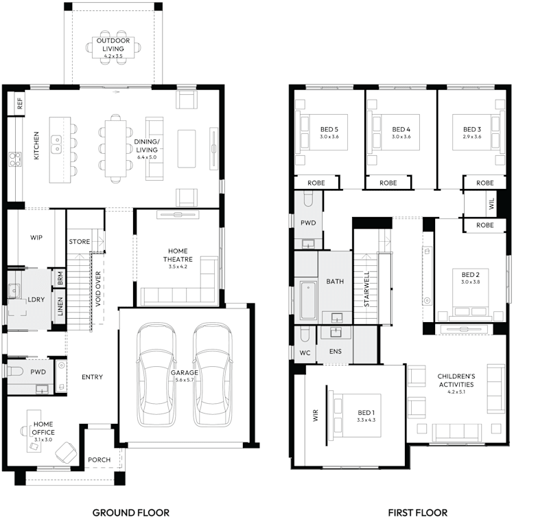 Enigma 35 Double Storey House Floor Plan with 5 Bedrooms