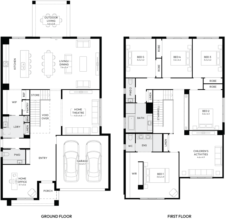 Enigma 41 Double Storey House Floor Plan with 5 Bedrooms