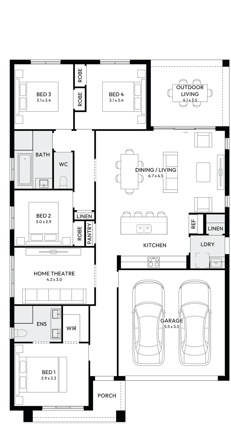 Essence 22 Single Storey House Floor Plan