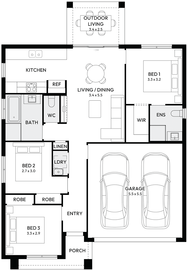 Flair 15 Single Storey House Floor Plan with 3 Bedrooms