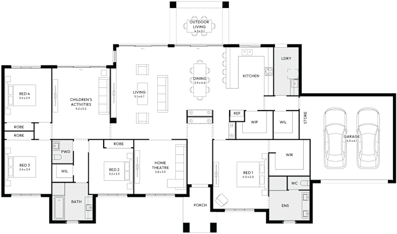 Dalton 36 Acreage House Floor Plan