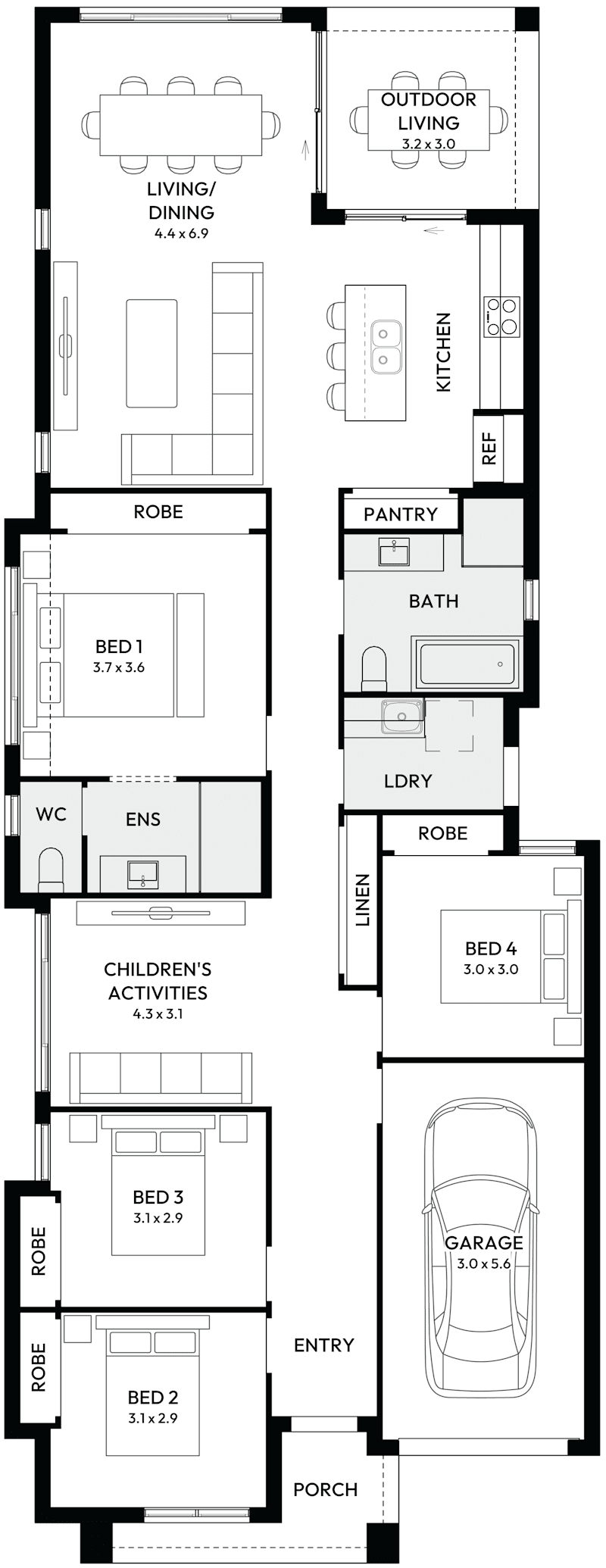 Liberty 19 Two Single Storey House Floor Plan