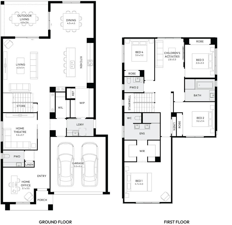 Brighton 35 Double Storey House Floor Plan