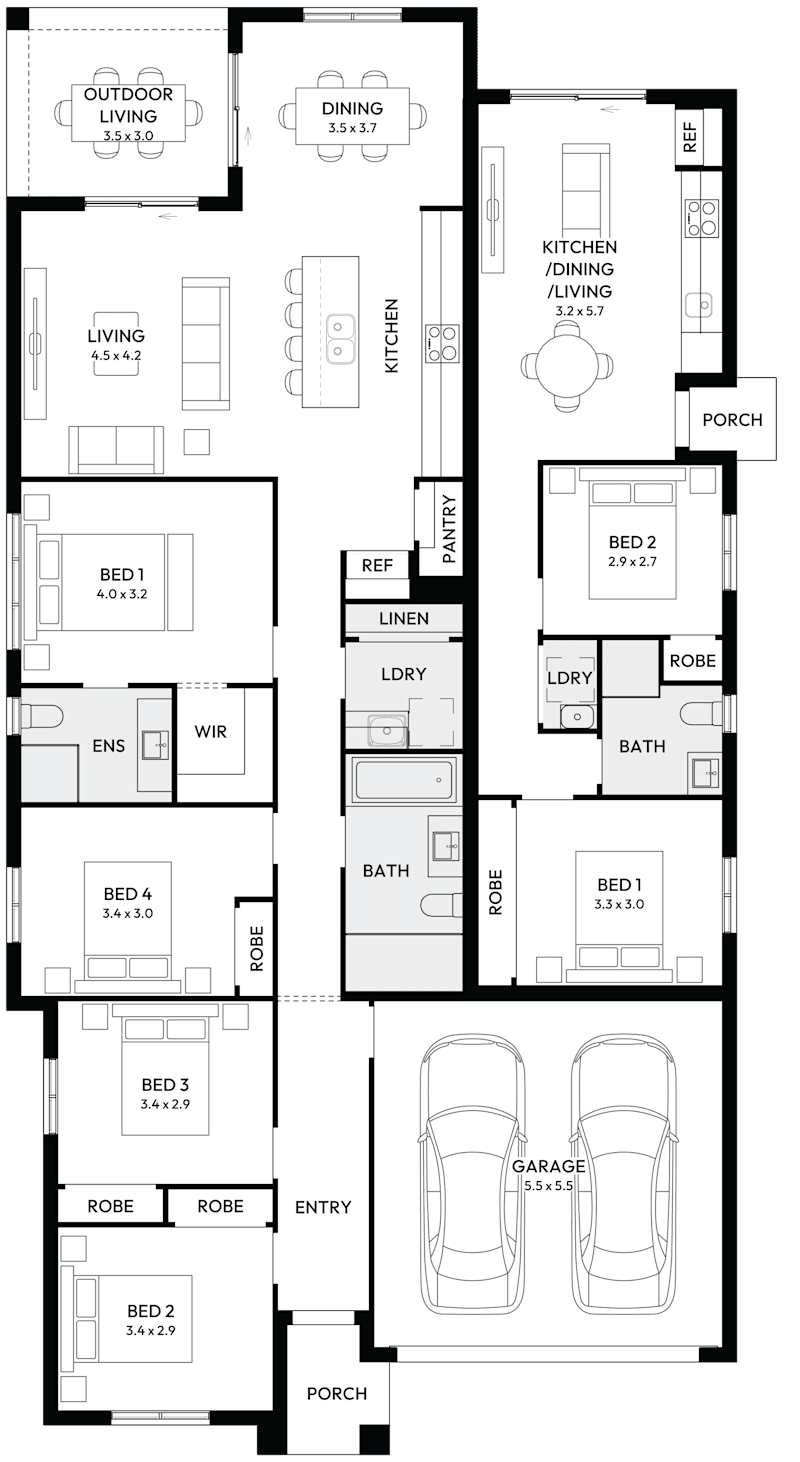 Camden 27 Dual Living House Floor Plan