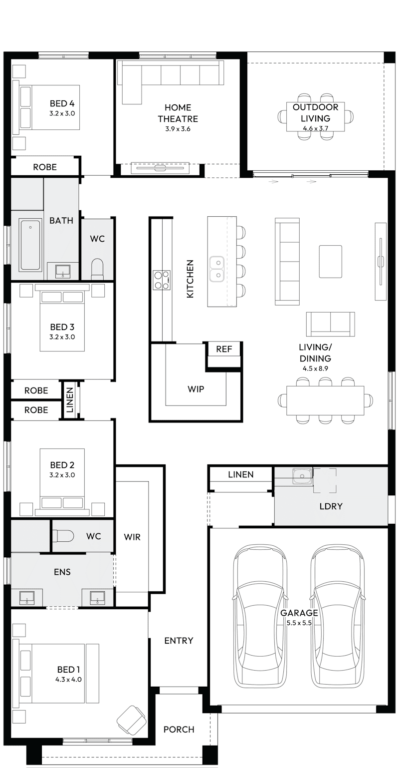 Newport 28 One Single Storey House Floor Plan