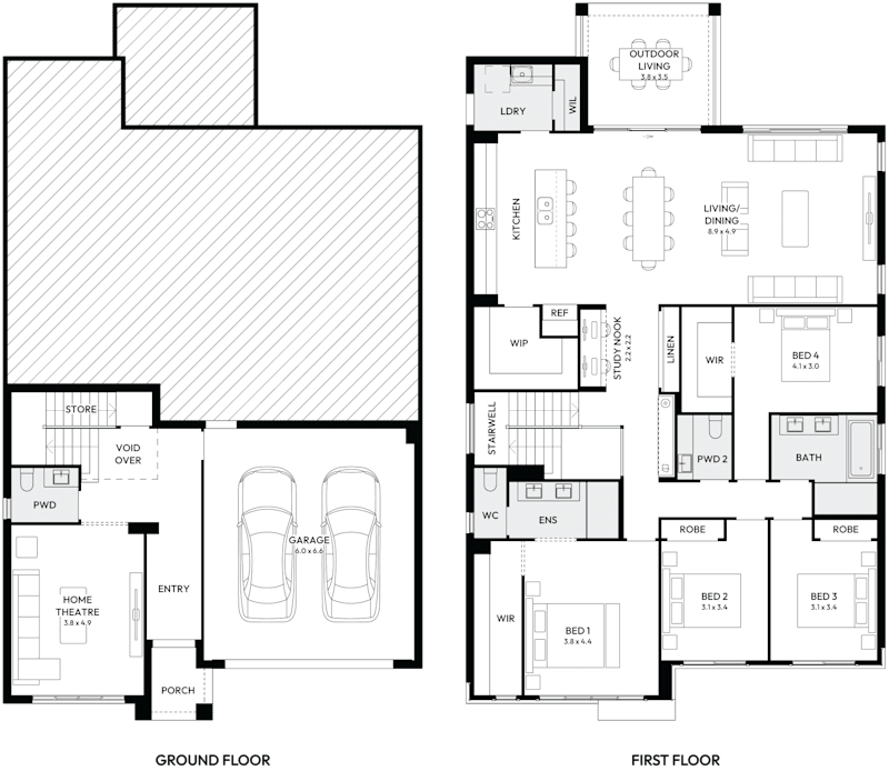 Sierra 33 One Split Level House Floor Plan