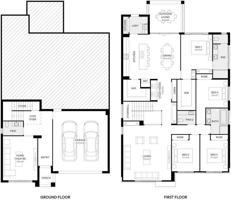 Sierra 33 Two Split Level House Floor Plan