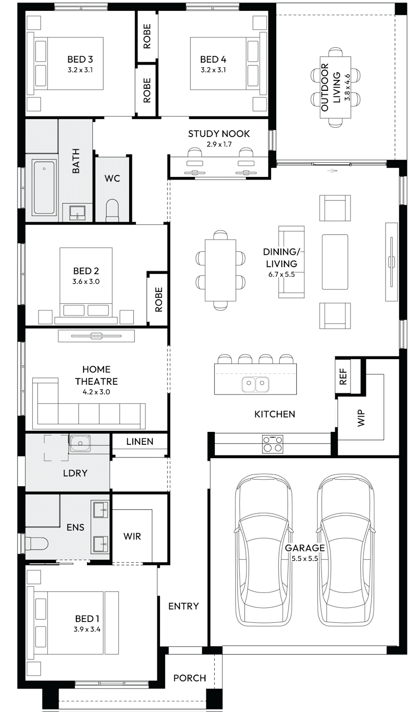 Essence 24 Single Storey House Floor Plan