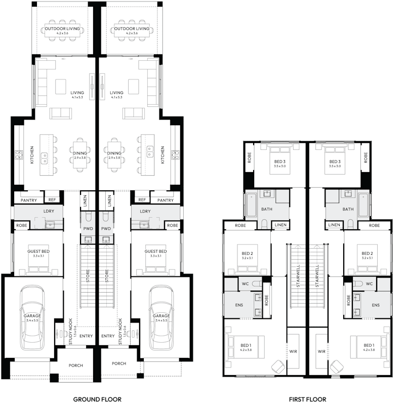 Dallas Duplex House Floor Plan