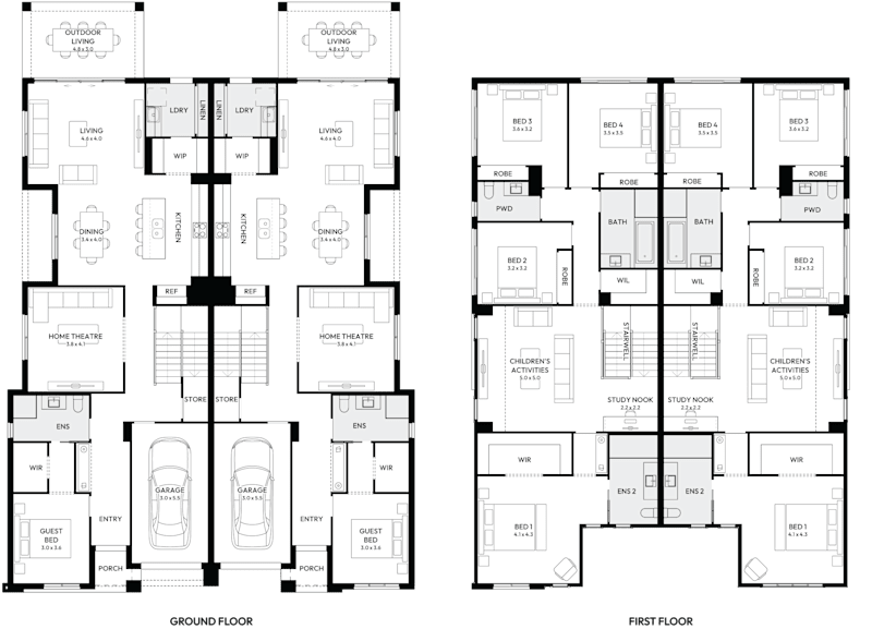 Memphis Duplex House Floor Plan