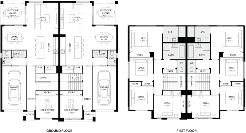 Phoenix Duplex House Floor Plan