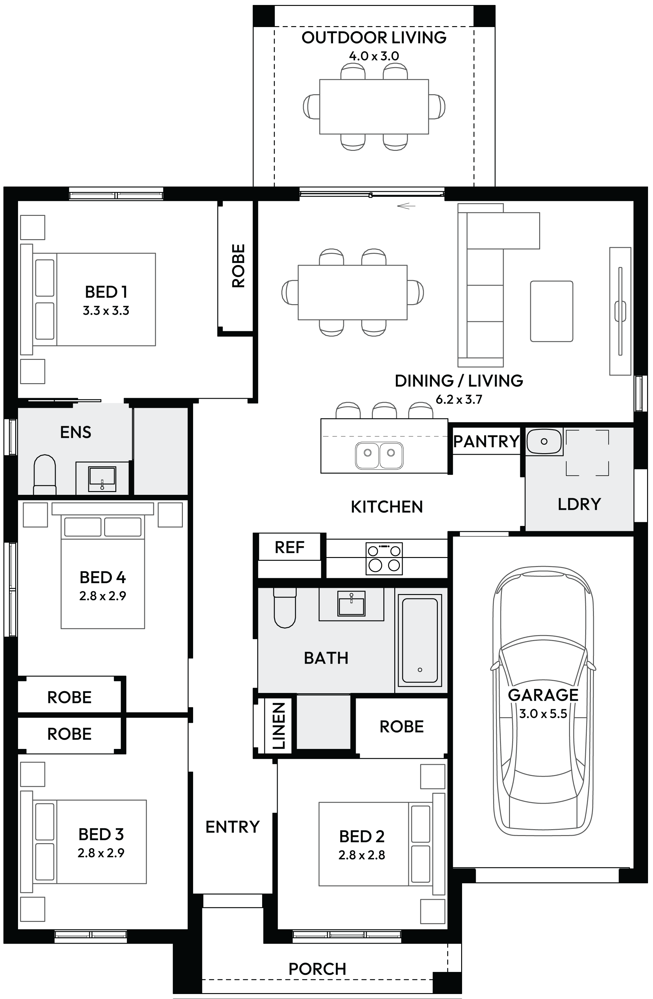Aspire 14 Single Storey House Floor Plan with 4 Bedrooms