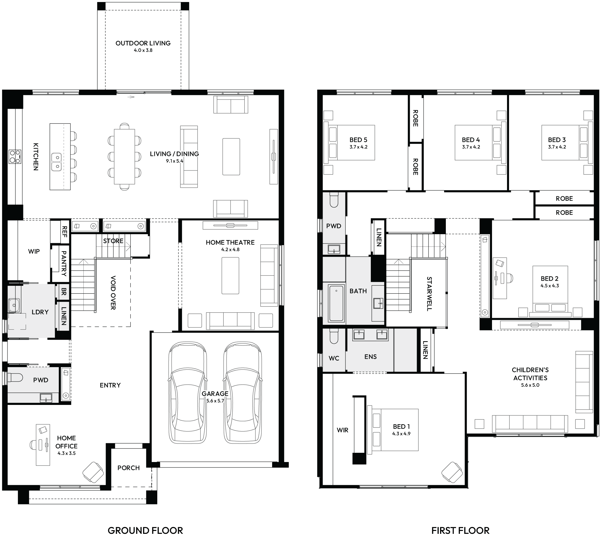 Enigma 46 Double Storey House Floor Plan with 5 Bedrooms