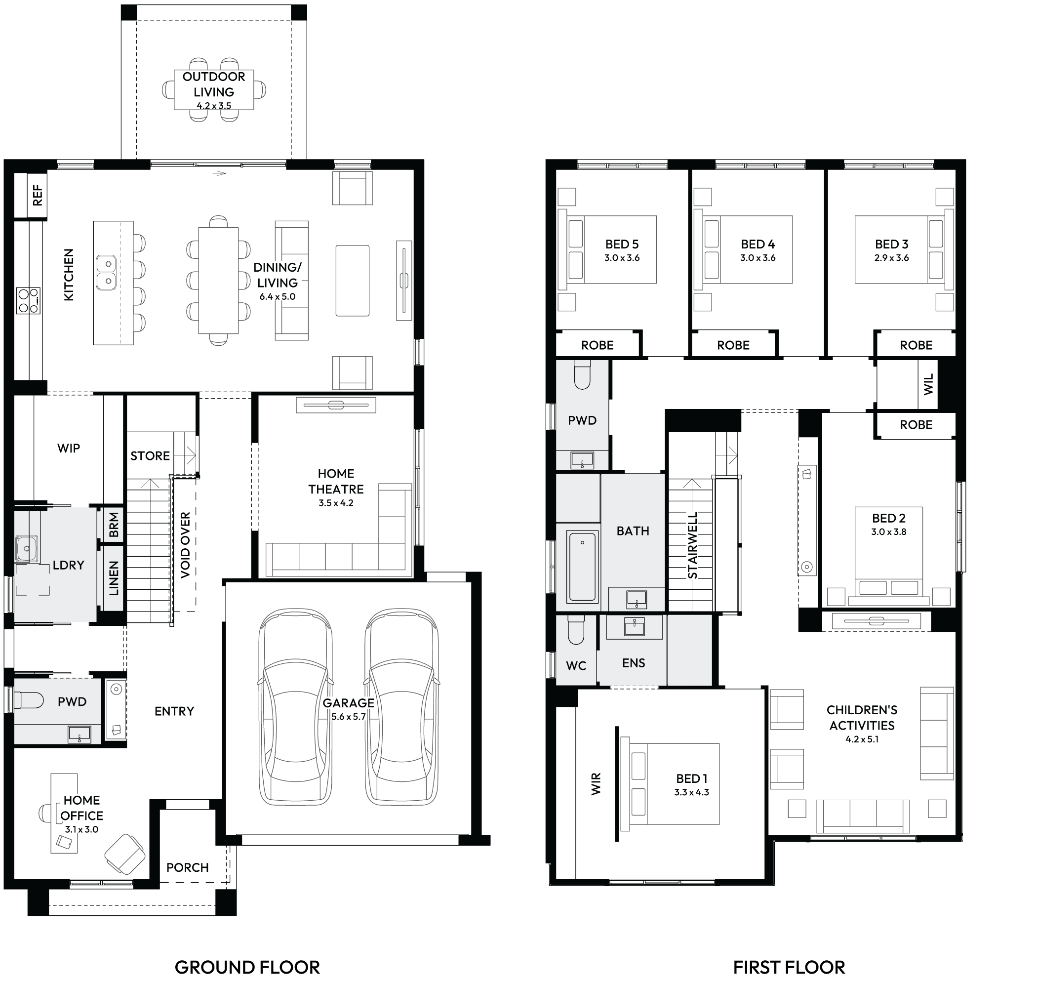 Enigma 35 Double Storey House Floor Plan with 5 Bedrooms