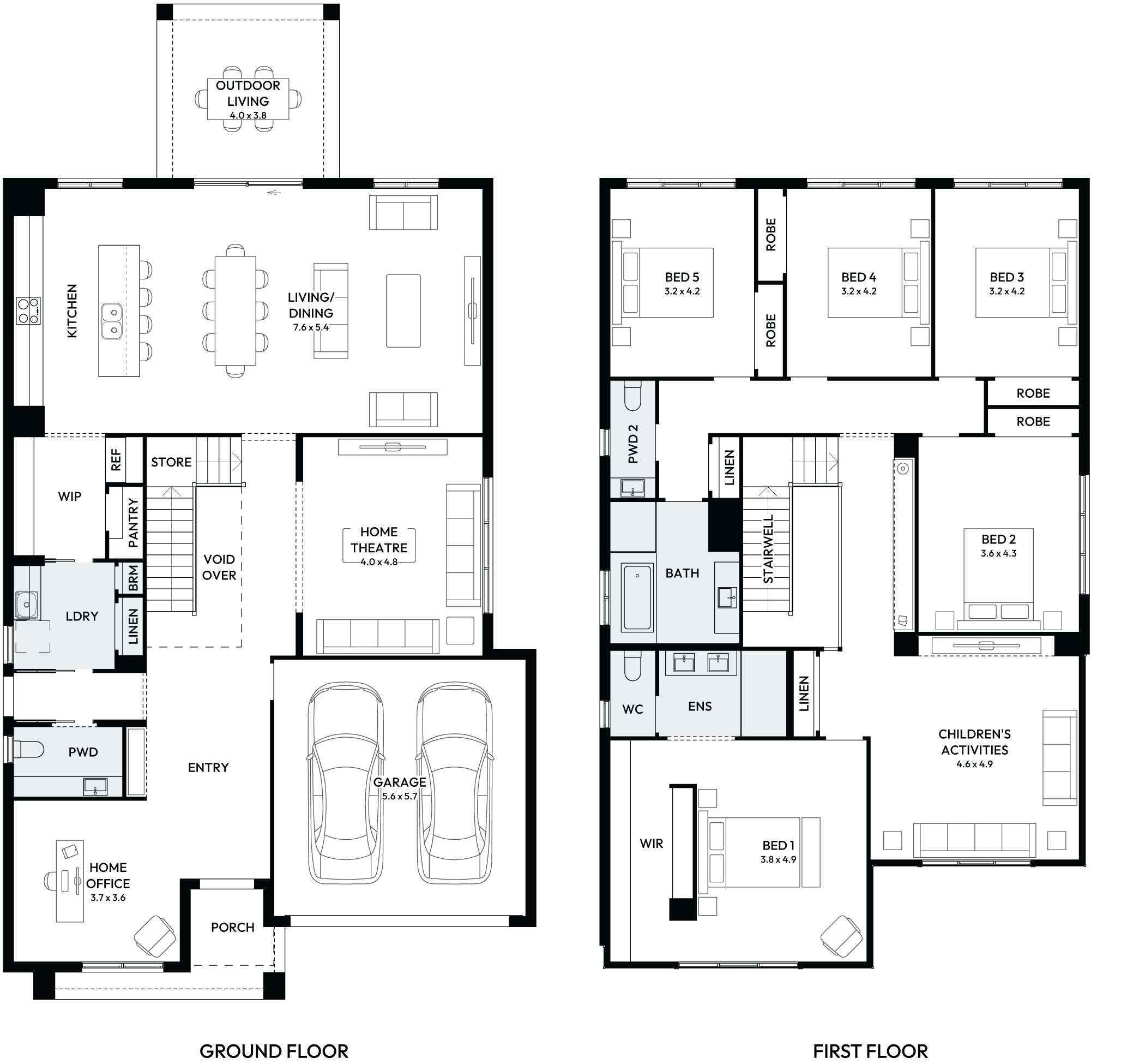 Enigma 41 Double Storey House Floor Plan with 5 Bedrooms