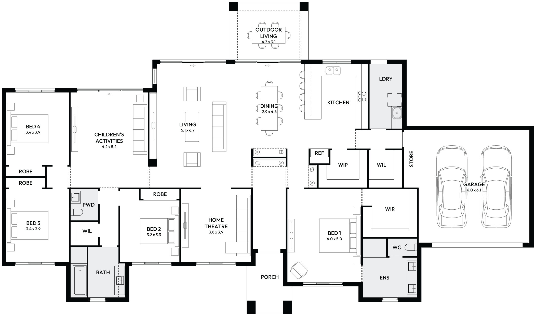 Dalton 36 Acreage House Floor Plan