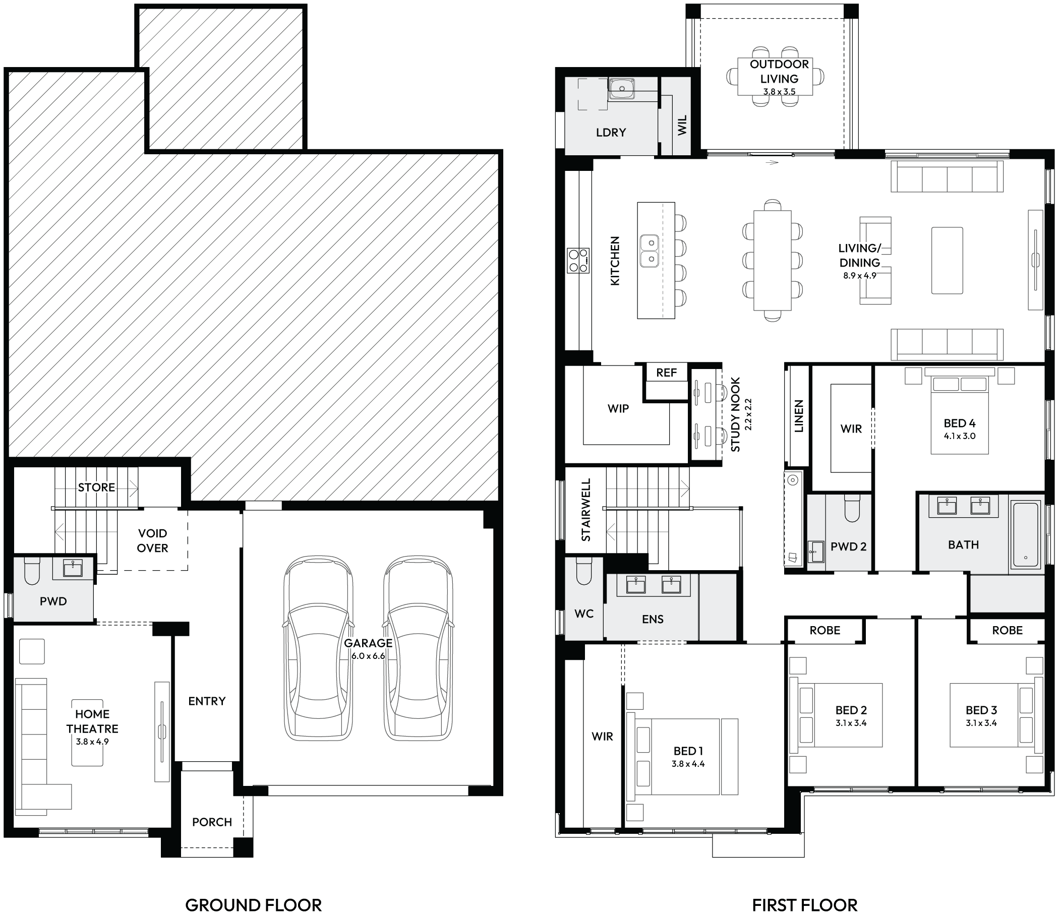 Sierra 33 One Split Level House Floor Plan