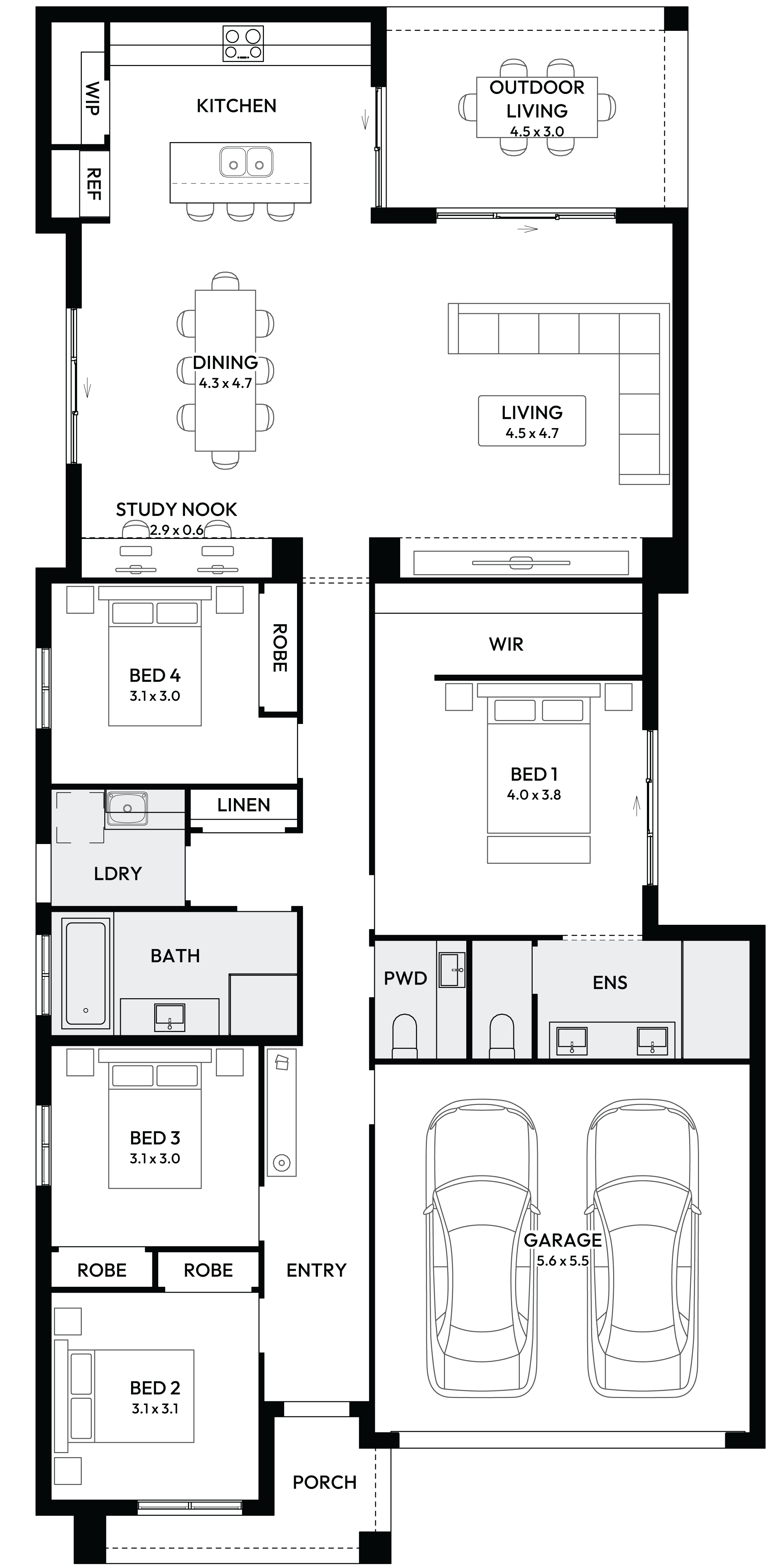 Adina 24 Single Storey House Floor Plan