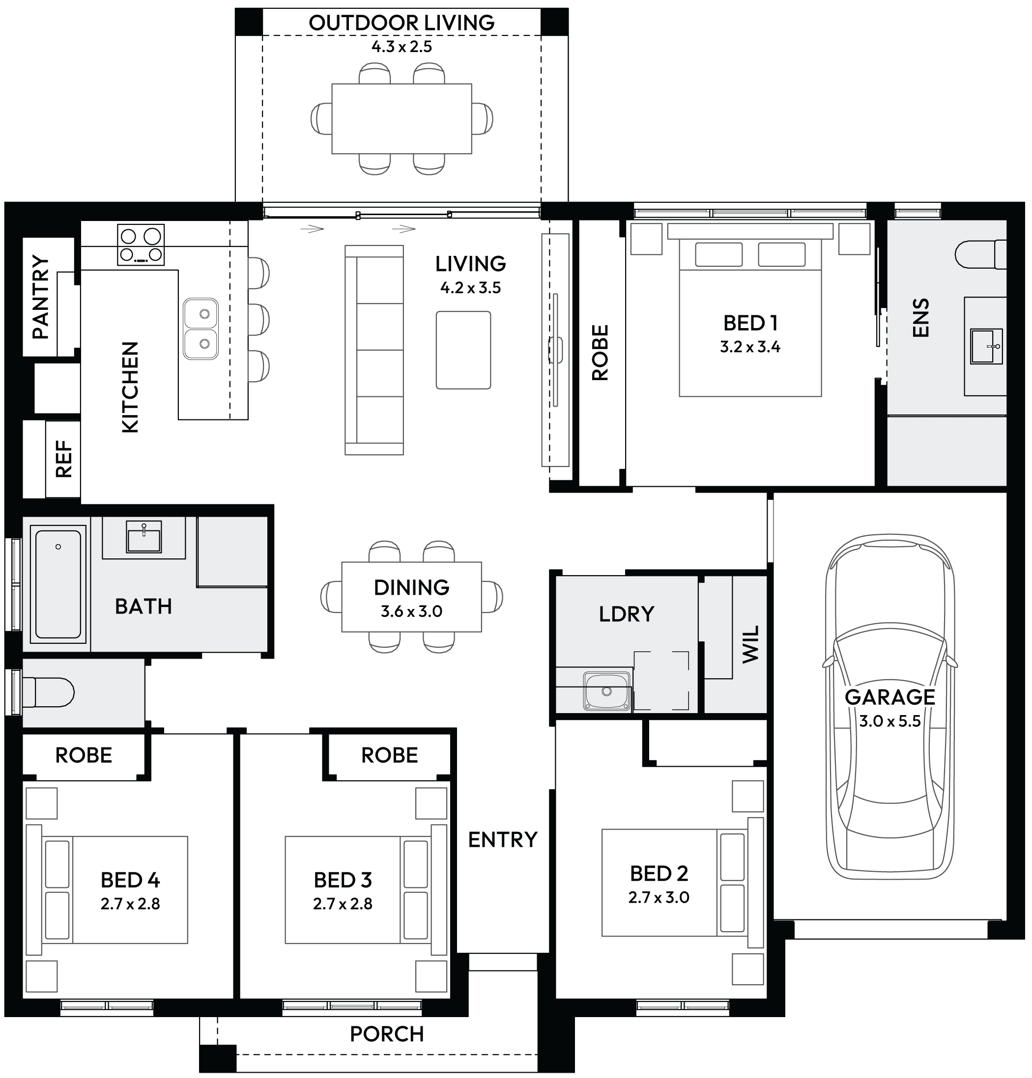 Florence 16 Single Storey House Floor Plan